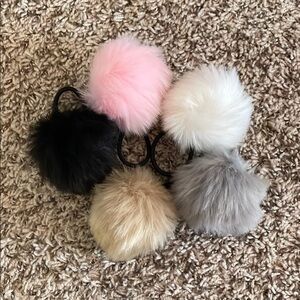 Faux Fur Pom Pom Hair Ties Set